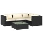 Set de muebles de jardín 5 pzas y cojines ratán sintético negro de vidaXL, Conjuntos de jardín - Ref: Foro24-3101679, Precio:...