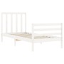 White solid wood bed frame with headboard 90x200 cm by vidaXL, Beds and slatted bases - Ref: Foro24-3193777, Price: 99,52 €, ...