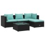 Set de muebles de jardín 5 pzas y cojines ratán sintético negro de vidaXL, Conjuntos de jardín - Ref: Foro24-3101649, Precio:...