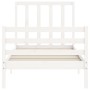 White solid wood bed frame with headboard 90x200 cm by vidaXL, Beds and slatted bases - Ref: Foro24-3193777, Price: 99,52 €, ...