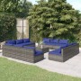 Set de muebles de jardín 13 pzas y cojines ratán sintético gris de vidaXL, Conjuntos de jardín - Ref: Foro24-3101582, Precio:...