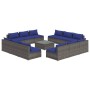 Set de muebles de jardín 13 pzas y cojines ratán sintético gris de vidaXL, Conjuntos de jardín - Ref: Foro24-3101582, Precio:...