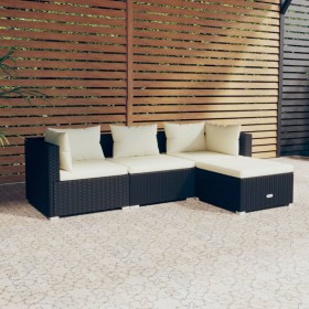 Gartenmöbel Set 4 Stück und Kissen Kunststoff Rattan schwarz von vidaXL, Gartensets - Ref: Foro24-3101639, Preis: 361,58 €, R...