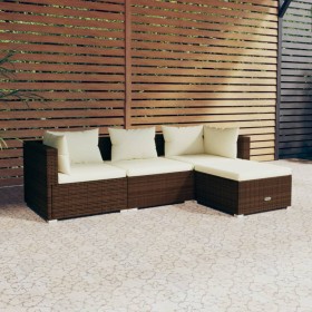 4-teiliges Gartenmöbel-Set und braune synthetische Rattankissen von vidaXL, Gartensets - Ref: Foro24-3101642, Preis: 333,99 €...