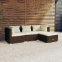 Set muebles de jardín 4 piezas y cojines ratán sintético marrón de vidaXL, Conjuntos de jardín - Ref: Foro24-3101642, Precio:...