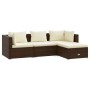 Set muebles de jardín 4 piezas y cojines ratán sintético marrón de vidaXL, Conjuntos de jardín - Ref: Foro24-3101642, Precio:...