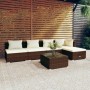 6-teiliges Gartenmöbel-Set und braune synthetische Rattankissen von vidaXL, Gartensets - Ref: Foro24-3101634, Preis: 431,55 €...