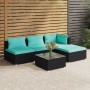 Set de muebles de jardín 5 pzas y cojines ratán sintético negro de vidaXL, Conjuntos de jardín - Ref: Foro24-3101617, Precio:...