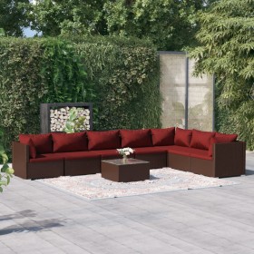 8-teilige Gartensofagarnitur und braune synthetische Rattankissen von vidaXL, Gartensets - Ref: Foro24-3101755, Preis: 727,73...