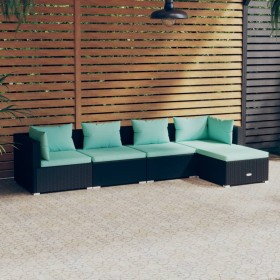 5-teiliges Gartenmöbel-Set und schwarze synthetische Rattankissen von vidaXL, Gartensets - Ref: Foro24-3101657, Preis: 394,99...