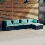 Set de muebles de jardín 5 pzas y cojines ratán sintético negro de vidaXL, Conjuntos de jardín - Ref: Foro24-3101657, Precio:...