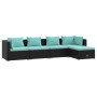 Set de muebles de jardín 5 pzas y cojines ratán sintético negro de vidaXL, Conjuntos de jardín - Ref: Foro24-3101657, Precio:...