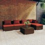 6-teiliges Gartenmöbel-Set und braune synthetische Rattankissen von vidaXL, Gartensets - Ref: Foro24-3101635, Preis: 547,63 €...