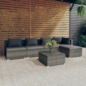 6-teiliges Gartenmöbel-Set und graue synthetische Rattankissen von vidaXL, Gartensets - Ref: Foro24-3101637, Preis: 494,99 €,...