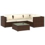 Set muebles de jardín 5 piezas y cojines ratán sintético marrón de vidaXL, Conjuntos de jardín - Ref: Foro24-3101682, Precio:...