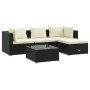 Set de muebles de jardín 5 pzas y cojines ratán sintético negro de vidaXL, Conjuntos de jardín - Ref: Foro24-3101647, Precio:...