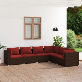 6-teiliges Gartenmöbel-Set und braune synthetische Rattankissen von vidaXL, Gartensets - Ref: Foro24-3101715, Preis: 596,08 €...