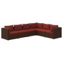 Set muebles de jardín 6 piezas y cojines ratán sintético marrón de vidaXL, Conjuntos de jardín - Ref: Foro24-3101715, Precio:...