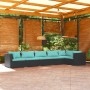 Set de muebles de jardín 6 pzas y cojines ratán sintético negro de vidaXL, Conjuntos de jardín - Ref: Foro24-3101705, Precio:...