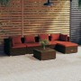 6-teiliges Gartenmöbel-Set und braune synthetische Rattankissen von vidaXL, Gartensets - Ref: Foro24-3101667, Preis: 488,85 €...