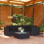 Set de muebles de jardín 5 pzas y cojines ratán sintético negro de vidaXL, Conjuntos de jardín - Ref: Foro24-3101680, Precio:...