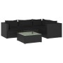 Set de muebles de jardín 5 pzas y cojines ratán sintético negro de vidaXL, Conjuntos de jardín - Ref: Foro24-3101680, Precio:...