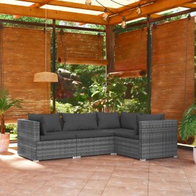 4-teiliges Gartenmöbel-Set und graue synthetische Rattankissen von vidaXL, Gartensets - Ref: Foro24-3101677, Preis: 354,61 €,...