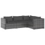 Set muebles de jardín 4 piezas y cojines ratán sintético gris de vidaXL, Conjuntos de jardín - Ref: Foro24-3101677, Precio: 3...