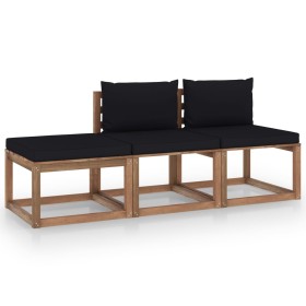 3-piece pallet garden set with impregnated pine wood cushions by vidaXL, Garden sets - Ref: Foro24-3067303, Price: 191,86 €, ...