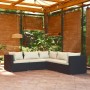 5-teiliges Gartenmöbel-Set und schwarze synthetische Rattankissen von vidaXL, Gartensets - Ref: Foro24-3101695, Preis: 444,05...