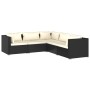 Set de muebles de jardín 5 pzas y cojines ratán sintético negro de vidaXL, Conjuntos de jardín - Ref: Foro24-3101695, Precio:...