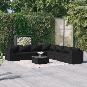 8-teiliges Gartenmöbel-Set und schwarze synthetische Rattankissen von vidaXL, Gartensets - Ref: Foro24-3101760, Preis: 798,26...