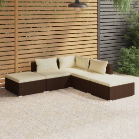 5-piece garden furniture set and brown synthetic rattan cushions by vidaXL, Garden sets - Ref: Foro24-3101610, Price: 325,99 ...