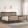 Estructura cama y cabecero madera maciza marrón miel 200x200 cm de vidaXL, Camas y somieres - Ref: Foro24-3194269, Precio: 17...