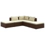 Set muebles de jardín 5 piezas y cojines ratán sintético marrón de vidaXL, Conjuntos de jardín - Ref: Foro24-3101610, Precio:...