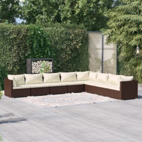 8-teiliges Gartenmöbel-Set und braune synthetische Rattankissen von vidaXL, Gartensets - Ref: Foro24-3101770, Preis: 713,99 €...