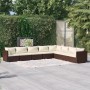 Set muebles de jardín 8 piezas y cojines ratán sintético marrón de vidaXL, Conjuntos de jardín - Ref: Foro24-3101770, Precio:...