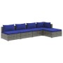 Gartensofa Set 5 Stück und Kissen synthetisches Rattan grau von vidaXL, Gartensets - Ref: Foro24-3101630, Preis: 306,80 €, Ra...