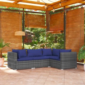 4-teilige Gartensofagarnitur und graue synthetische Rattankissen von vidaXL, Gartensets - Ref: Foro24-3101678, Preis: 266,84 ...