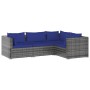 4-piece garden sofa set and gray synthetic rattan cushions by vidaXL, Garden sets - Ref: Foro24-3101678, Price: 297,61 €, Dis...