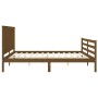 Estructura cama y cabecero madera maciza marrón miel 200x200 cm de vidaXL, Camas y somieres - Ref: Foro24-3194269, Precio: 17...