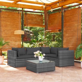 Gartenmöbelset 5-tlg. und Kissen Kunststoff Rattan grau von vidaXL, Gartensets - Ref: Foro24-3101685, Preis: 360,99 €, Rabatt: %