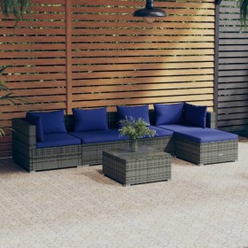 Gartensofa 6 Stück und Kissen synthetisches Rattan grau von vidaXL, Gartensets - Ref: Foro24-3101670, Preis: 408,99 €, Rabatt: %