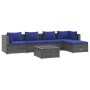 Gartensofa 6 Stück und Kissen synthetisches Rattan grau von vidaXL, Gartensets - Ref: Foro24-3101670, Preis: 450,24 €, Rabatt: %