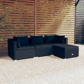 4-piece garden furniture set and black synthetic rattan cushions by vidaXL, Garden sets - Ref: Foro24-3101640, Price: 368,89 ...