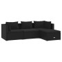 Set de muebles de jardín 4 pzas y cojines ratán sintético negro de vidaXL, Conjuntos de jardín - Ref: Foro24-3101640, Precio:...