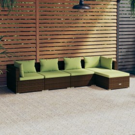 5-piece garden sofa set and brown synthetic rattan cushions by vidaXL, Garden sets - Ref: Foro24-3101660, Price: 428,21 €, Di...