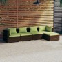 5-teiliges Gartensofa-Set und braune synthetische Rattankissen von vidaXL, Gartensets - Ref: Foro24-3101660, Preis: 470,81 €,...