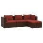 Set muebles de jardín 4 piezas y cojines ratán sintético marrón de vidaXL, Conjuntos de jardín - Ref: Foro24-3101643, Precio:...