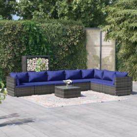 8-teiliges Gartensofa-Set und graue synthetische Rattankissen von vidaXL, Gartensets - Ref: Foro24-3101758, Preis: 541,99 €, ...